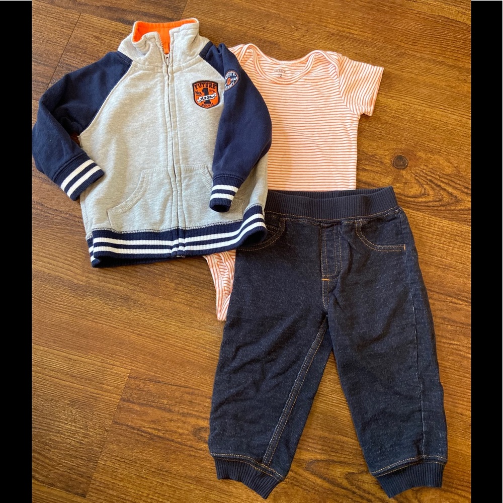 Carter’s 3 pc outfit jacket onesie jeans